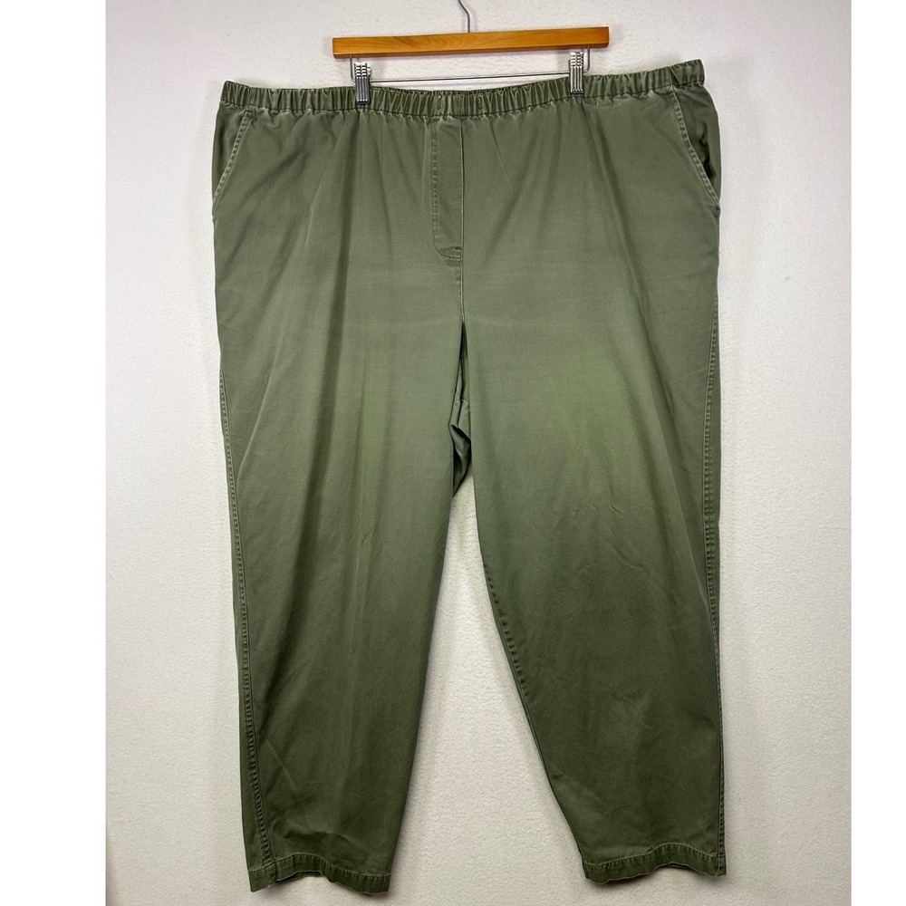 Gorpcore Fashion Bug Women 22/24W Olive‎ Green Elastic Waist Cotton Twill Pants